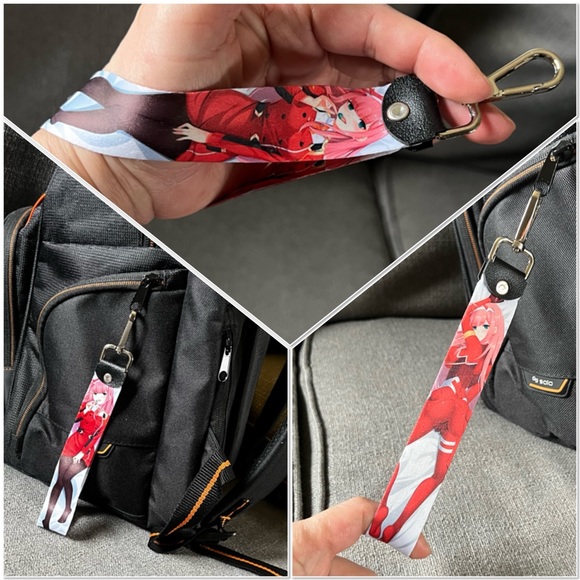 Handmade High Quality Zero Two Anime Wristlet Lanyard Keychain - Picture 1 of 7